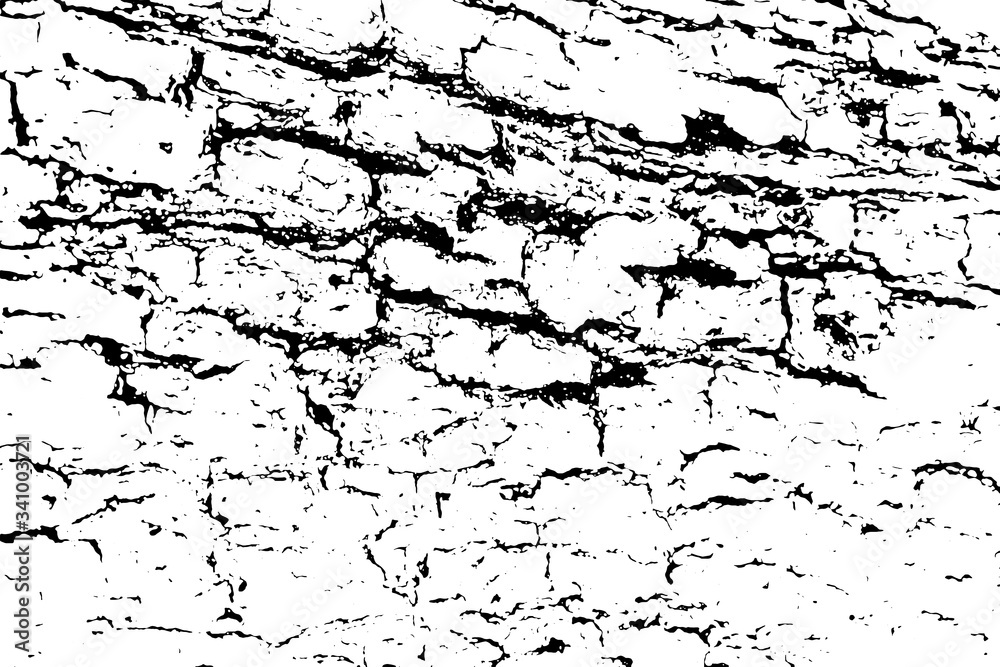 Distressed overlay texture of rough surface, cracked wood, tree bark. Grunge background. one color graphic resource.