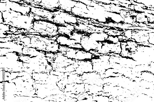 Distressed overlay texture of rough surface, cracked wood, tree bark. Grunge background. one color graphic resource.
