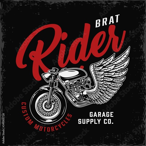 Vintage brat style motorcycle emblem