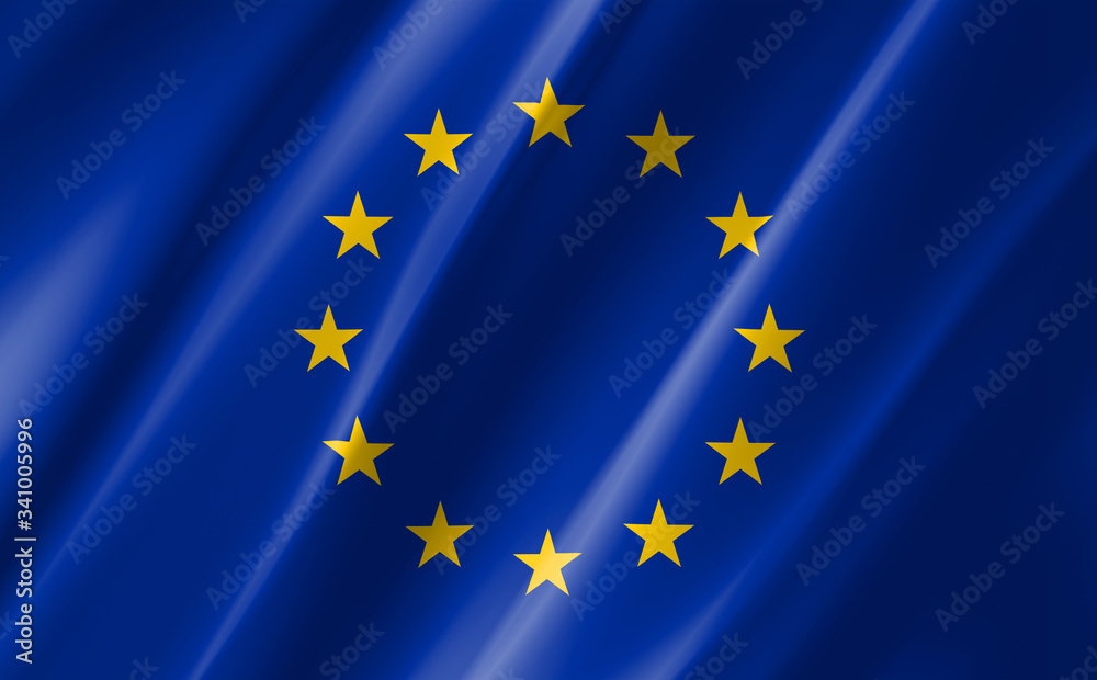 Image of a waving european union flag. Image of a waving european union flag.