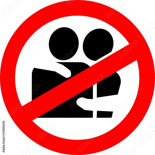 no hugging allowed sign vector covid-19 awareness