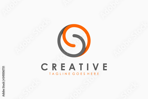 Abstract Initial Letter S Logo. Radial Line with Negative Space Letter isolated on White Background. Flat Vector Logo Design Template Element