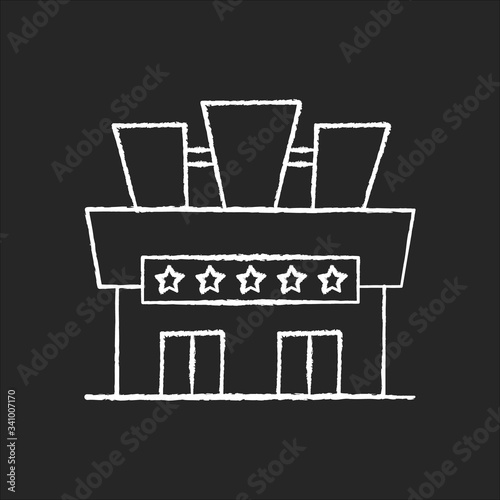 Cinema chalk white icon on black background