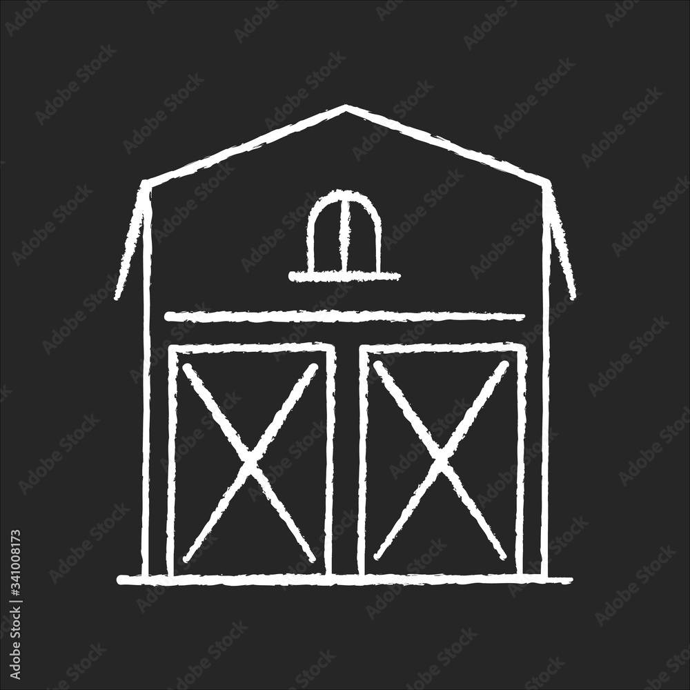 Barn chalk white icon on black background Barn chalk white icon on black background