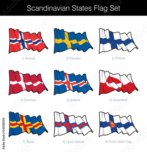 Scandinavian States Waving Flag Set