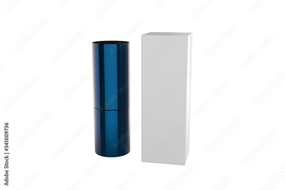 Realistic lipstick in glossy black packaging. Isolated on white background. 3d illustration. Realistic lipstick in glossy black packaging. Isolated on white background. 3d illustration.