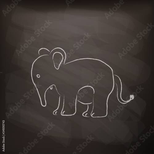 cartoon funny elephant on blackboard