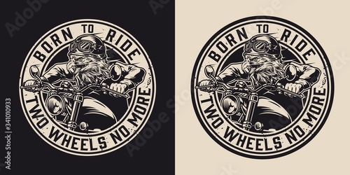 Vintage motorcycle round monochrome label