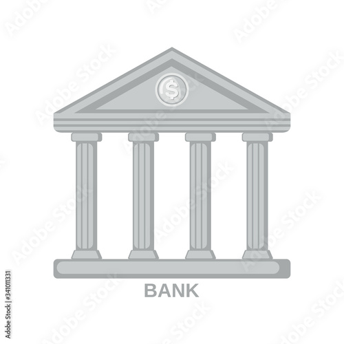 Bank Icon in flat style isolated on white background.
