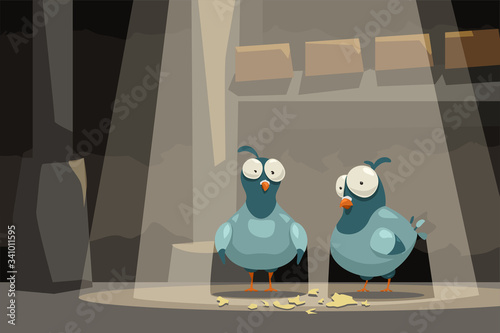 couple pigeons in the light