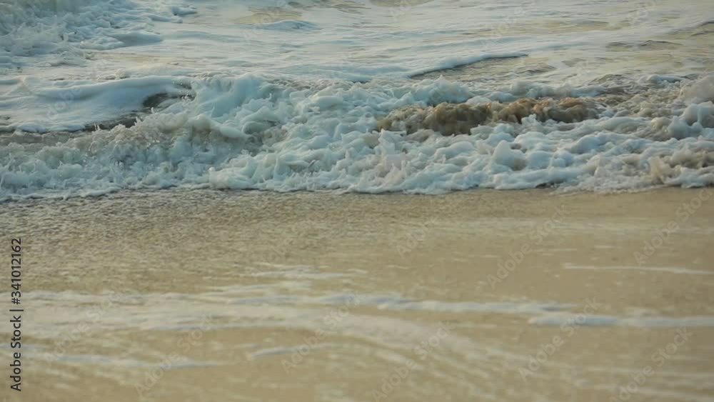 Ocean Waves Rolling - Beautiful Beach with Blue Sky White Sand with Natural Background Ocean Waves Rolling - Beautiful Beach with Blue Sky White Sand with Natural Background