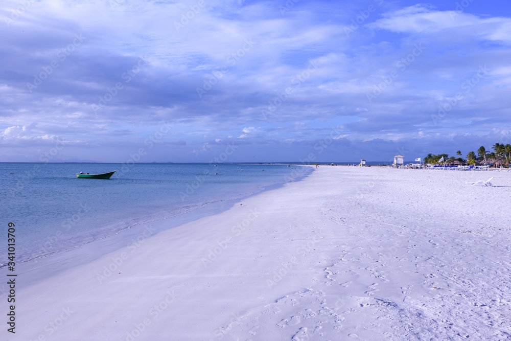 Tropical white beach in Coche island in the caribbean  sea (Venezuela).