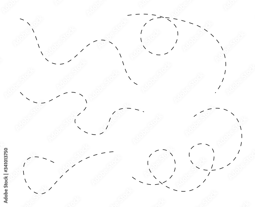 © Isometrixus - Path travel dotted line trip dashed trace transportation track and silhouette, travelling symbol vector illustration