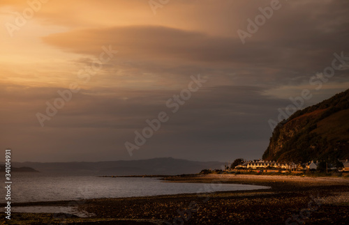 sun sets on in 12 apostles on Arran