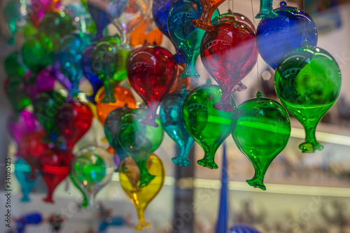 Colorful glass balloons in a Venice shop