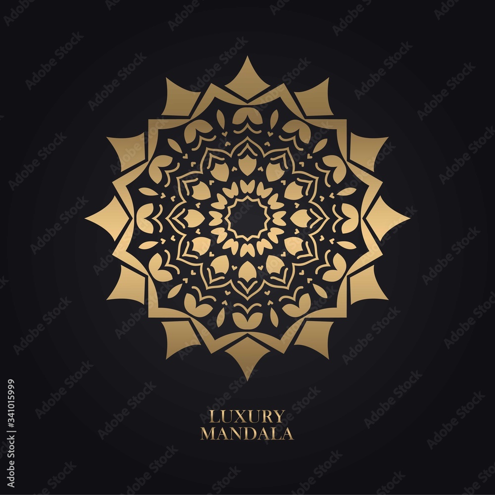 luxury mandala design background in gold color