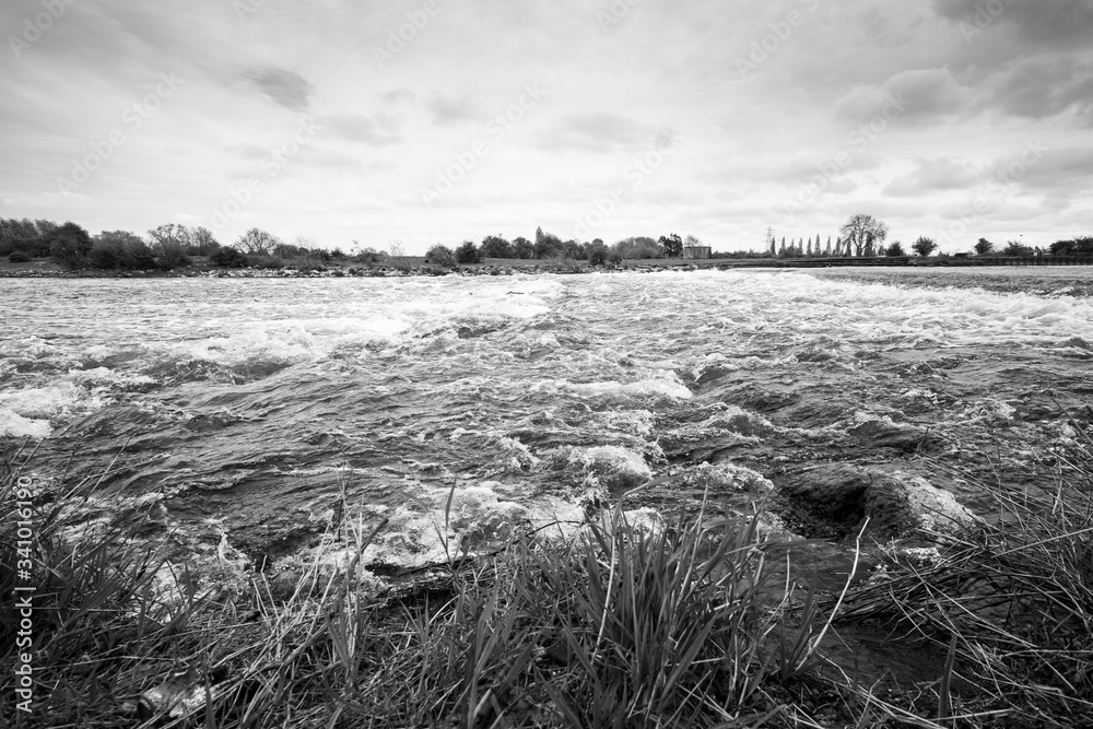 Wide river with rapids