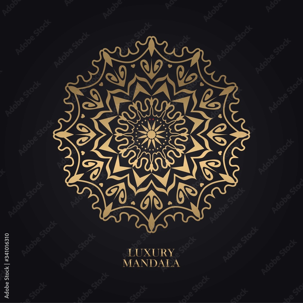 luxury mandala design background in gold color