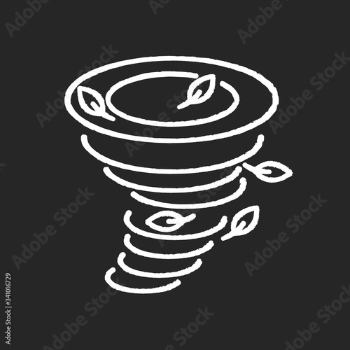 Tornado chalk white icon on black background