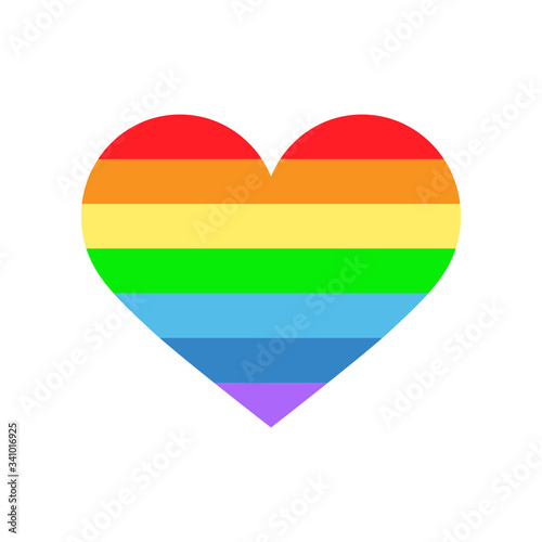 Heart with rainbow ribbons. Colored vector illustration of striped heart isolated on white background. Ideas for holiday designs, greeting cards, holiday prints, designer packaging, icon, logo, etc.