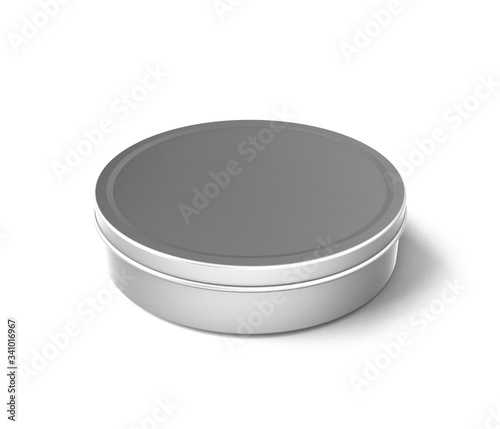 Metal round container isolated on white