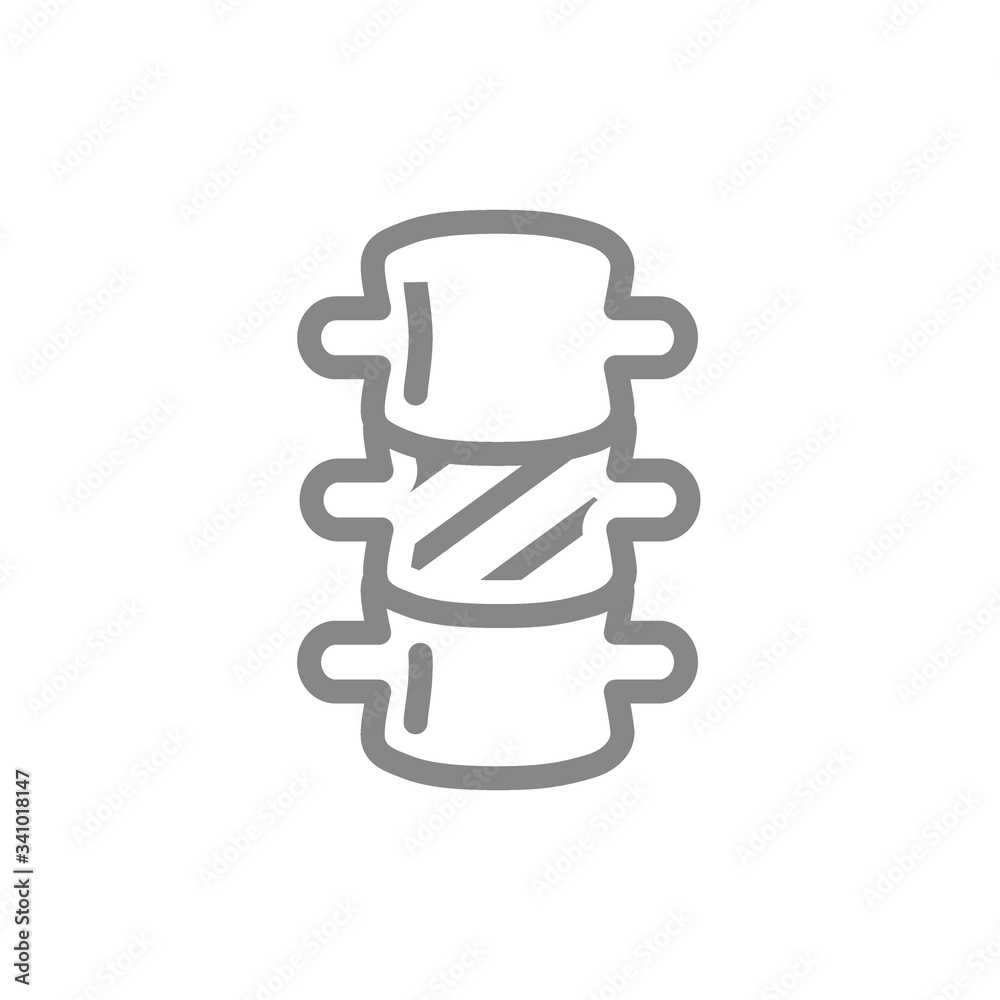 Sore human spine line icon. Osteochondrosis, myositis, spinal tuberculosis symbol Sore human spine line icon. Osteochondrosis, myositis, spinal tuberculosis symbol