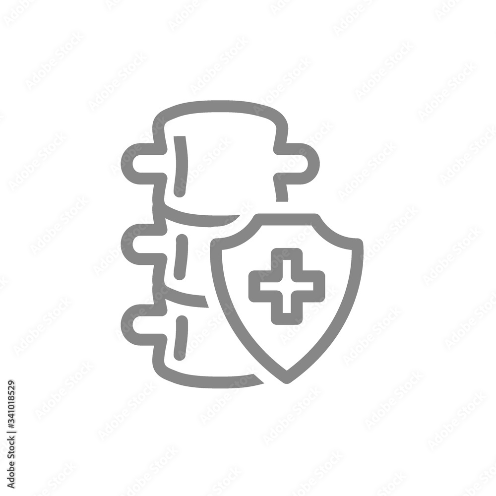 Obraz premium Protected spinal line icon. backbone Backbone treatment, first aid for spine symbol