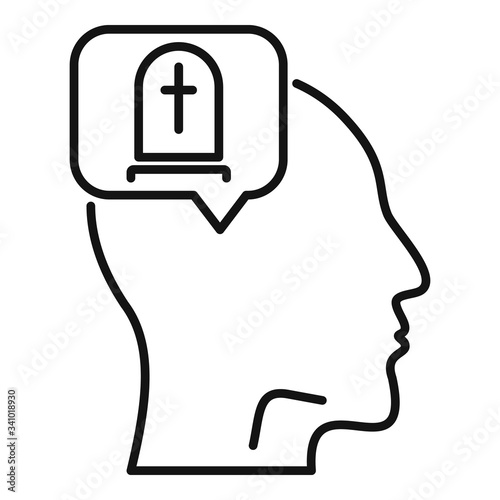 Think about death icon. Outline think about death vector icon for web design isolated on white background