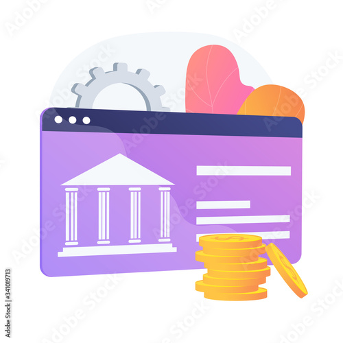 Bank software. Transaction account, financial system, e banking, e wallet. Credit card, online wallet, virtual currency. Deposit and savings idea. Vector isolated concept metaphor illustration