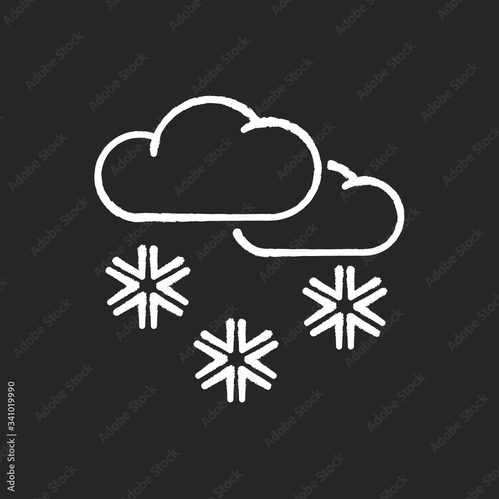 Scattered snow chalk white icon on black background Scattered snow chalk white icon on black background