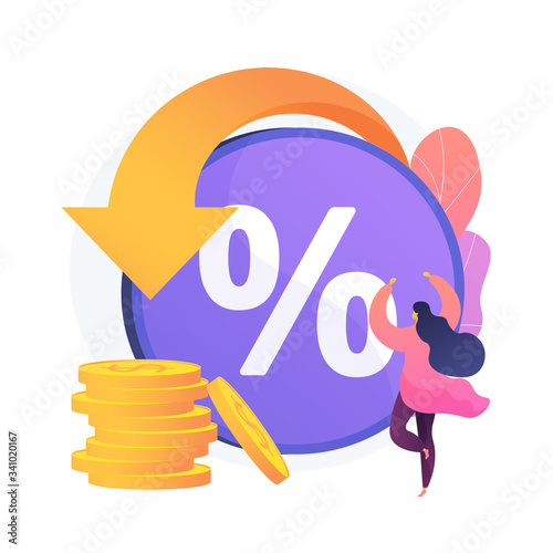 Rebate program. Consumer benefit, selling discount, customer reward. Online store, e shopping, internet shop. Money savings, cumulative bonuses. Vector isolated concept metaphor illustration