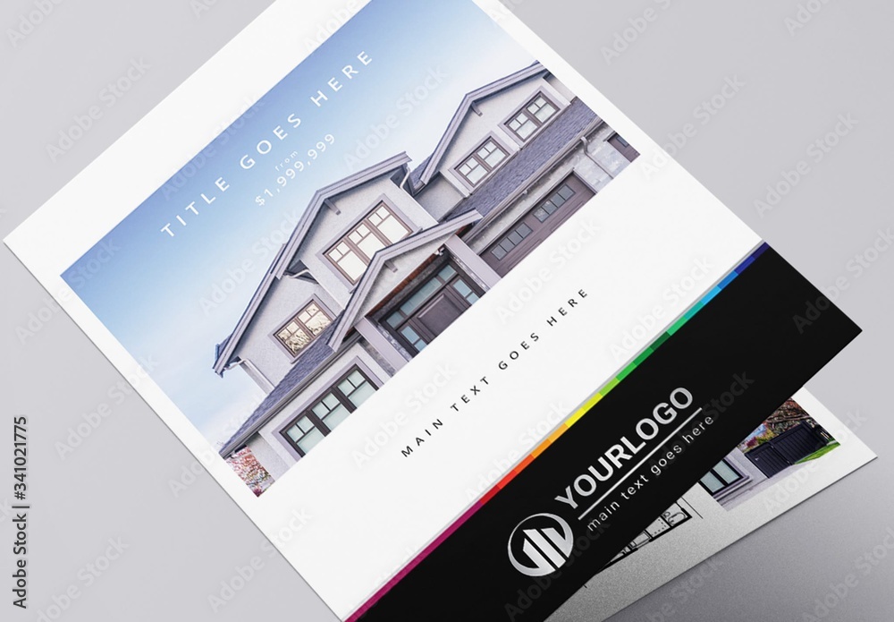 Bi-Fold Real Estate Brochure Layout Stock Template | Adobe Stock