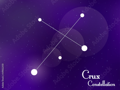 Crux constellation. Starry night sky. Cluster of stars, galaxy. Deep space. Vector illustration