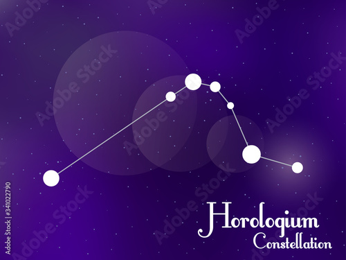 Fototapeta Naklejka Na Ścianę i Meble -  Horologium constellation. Starry night sky. Cluster of stars, galaxy. Deep space. Vector illustration