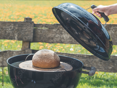 how to bake bread in garden using a charcoal grill