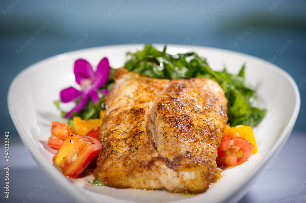 Blackened Snapper over Tomato Salad Blackened Snapper over Tomato Salad