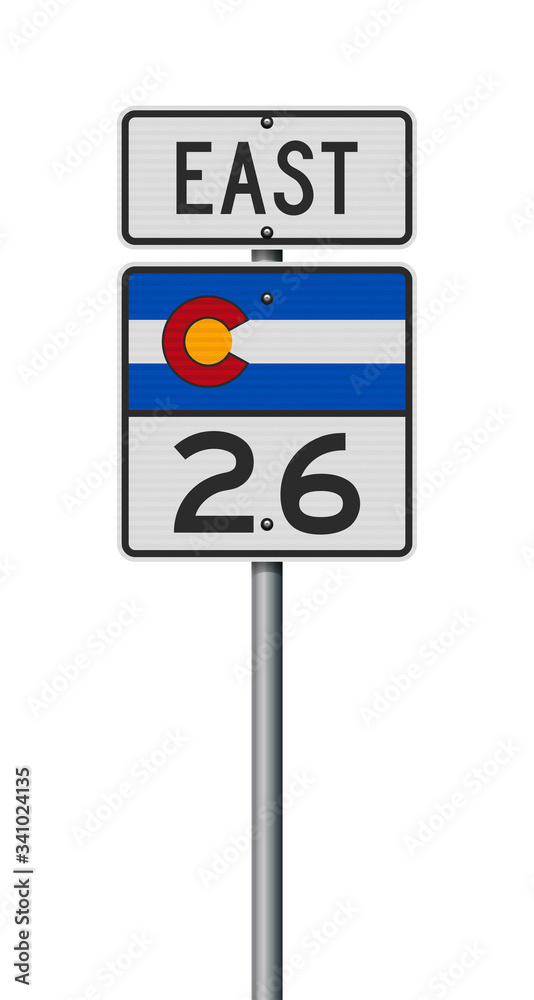 Fotografie Vector illustration of the Colorado State Highway road sign on metallic post