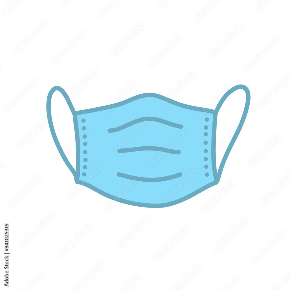 medical mask doodle icon, vector illustration