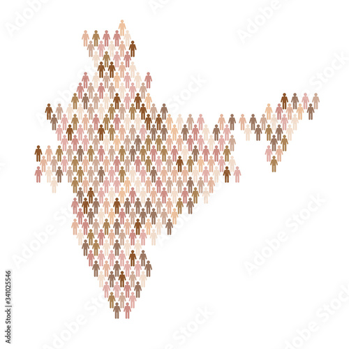 India population infographic. Map made from stick figure people