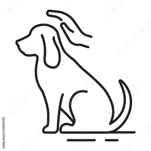 Dog care black line icon. Improving the life of dogs. Actions aimed at their care. Pictogram for web page, mobile app, promo. UI UX GUI design element. Editable stroke