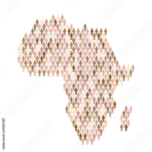 Africa population infographic. Map made from stick figure people