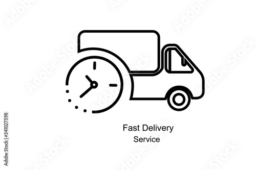 Fast Home Delivery service icon.Express delivery concept. Truck service, order, worldwide, fast and free shipping. Modern design vector illustration.