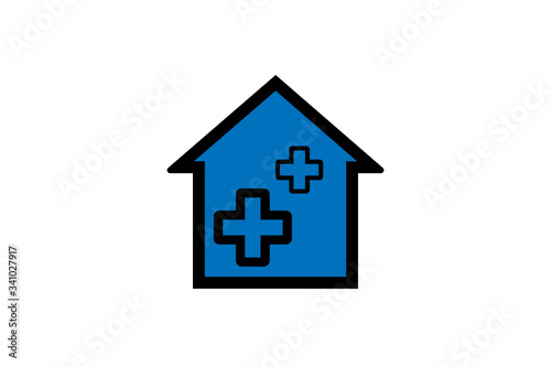 Hospital line icon. High quality black outline logo for web site design and mobile apps.home care icon. Vector illustration on a white background.