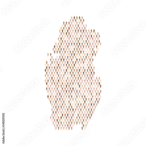 Qatar population infographic. Map made from stick figure people