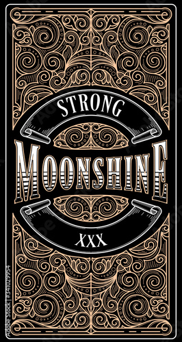 Moonshine vintage decorative ornate label design