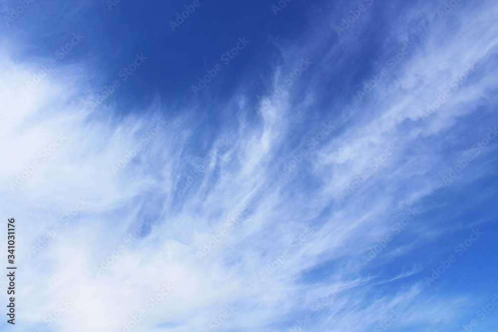 Beautiful thin cirrus clouds. Background. Texture. Landscape.