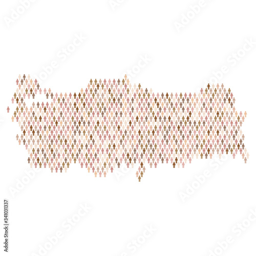 Turkey population infographic. Map made from stick figure people