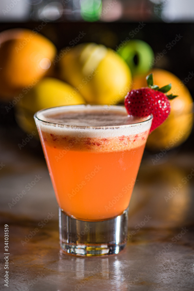 Fototapeta premium Rum Runner with Strawberry Garnish