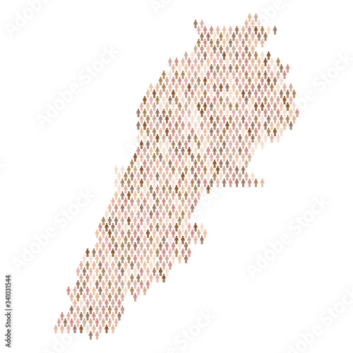 Lebanon population infographic. Map made from stick figure people