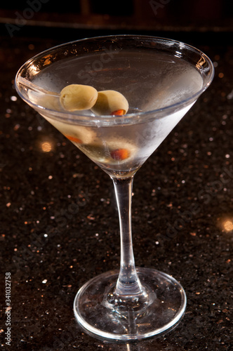 Vodka Gin Martini with Two Olives